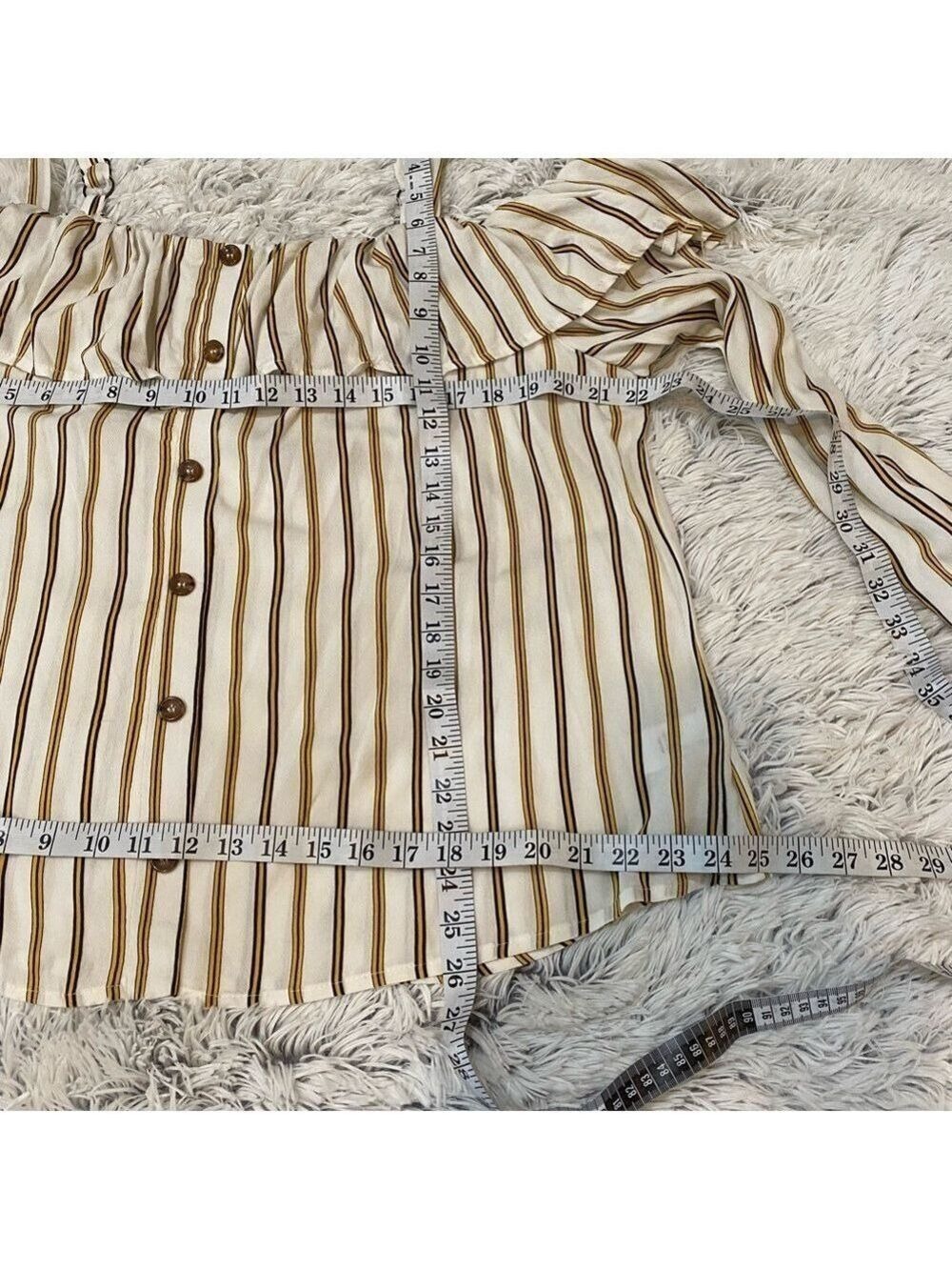Maurices Striped Ruffle Button-Front Off-Shoulder Top NWT Size Small - Picture 11 of 12